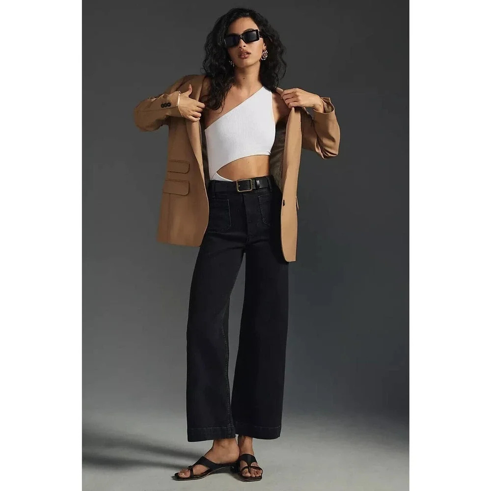 NWT Anthropologie Pilcro The Skipper Wide-Leg Jeans Size 23T Dark Grey